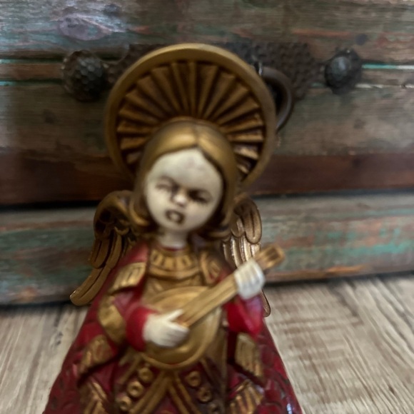 Vintage Napco Wind Up Musical Angel Playing Mandolin It Plays Silent Night - Picture 2 of 12